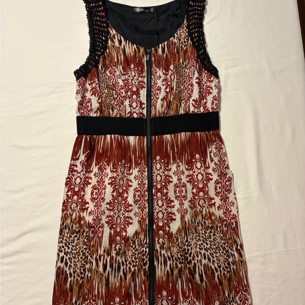 Kensie multicolored full front zip dress Kaleidoscope pattern